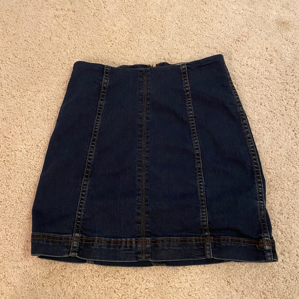Free people dark wash denim skirt